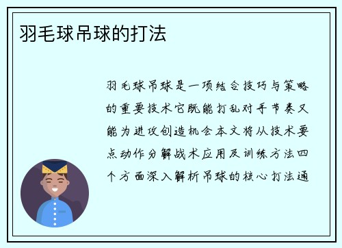 羽毛球吊球的打法